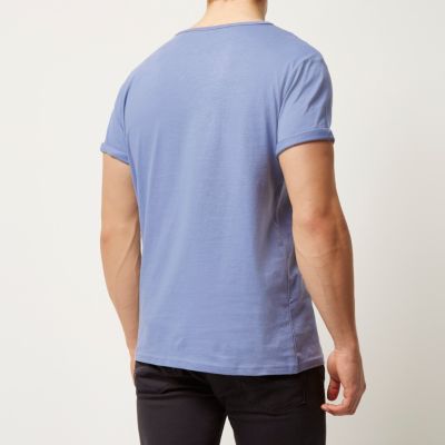 Blue plain chest pocket t-shirt